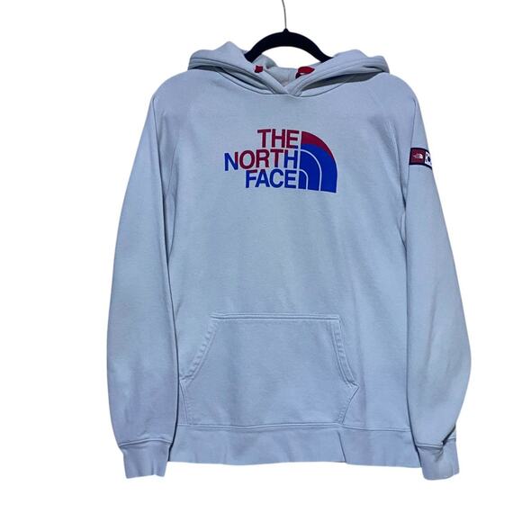 North Face Pullover Sweater Hoodie Women's Large Off-White w/Front Pocket - Picture 1 of 7